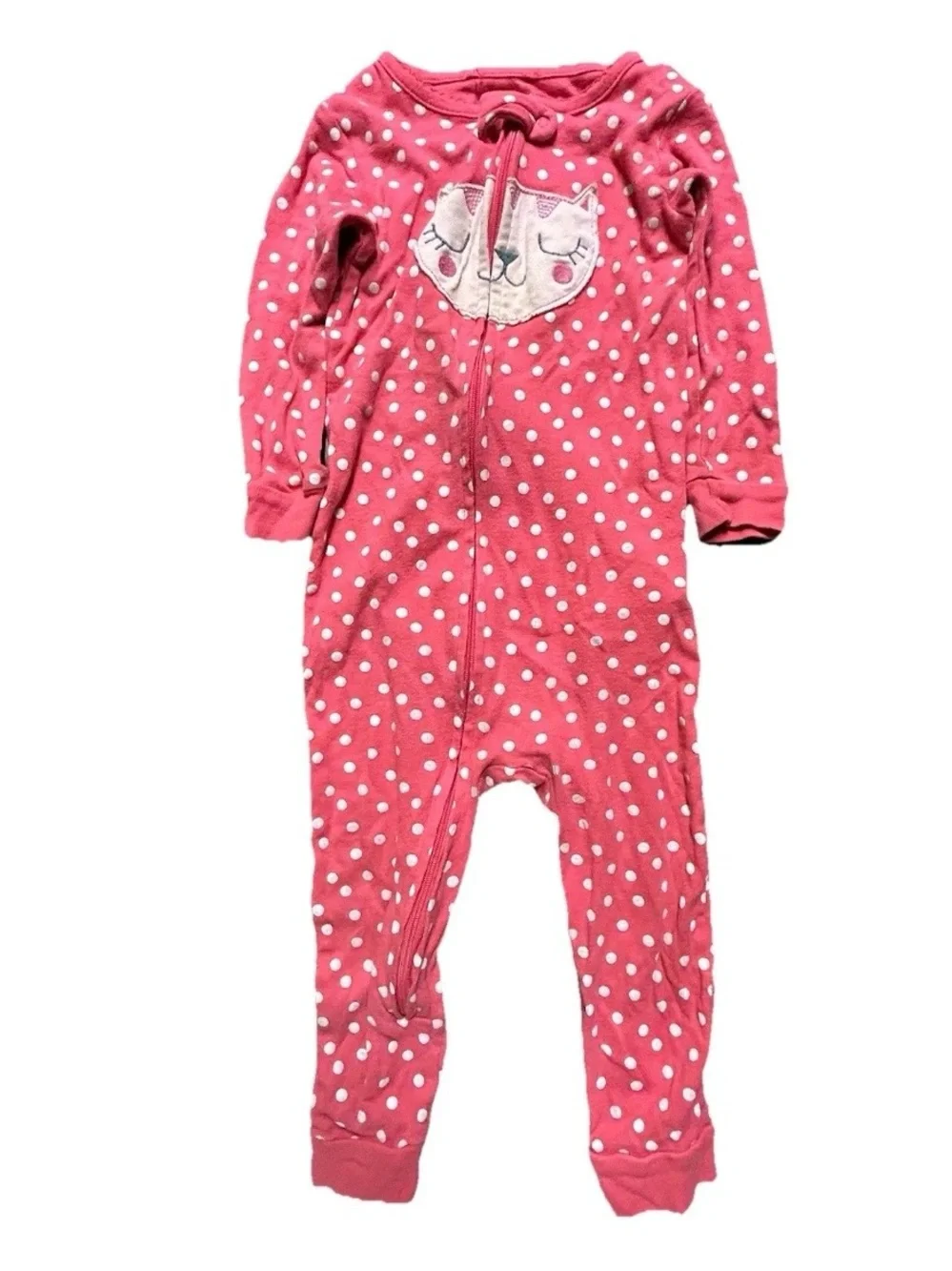 Toddler Girl Pajamas One Piece Footies Fleece Cotton Size 12-18 Months
